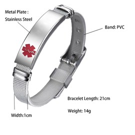 YQSLIN Best Mens Medical Alert Bracelets Copd for Women Teens Stylish Sport Id Medical Alert Adjustable Mesh Wristband