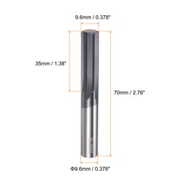 sourcing map Carbide Chucking Reamer 0.378"(9.6mm) Dia Straight Flute Straight Shank Machine Reamer Tool for Metal and Lathes CNC Machining Centers, Black