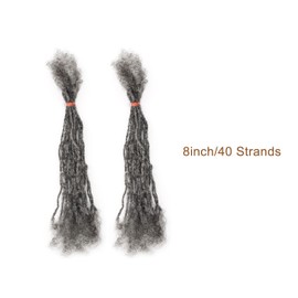 EV&ET Handmade Interlocking Sisterlocks Curly Tips 100% Real Human Hair Permanent Micro Locs Extensions Natural Looking Soft Dreadlocks Can Be Bleached and Dyed (#salt&pepper 40pieces, 10inch 0.2cm)