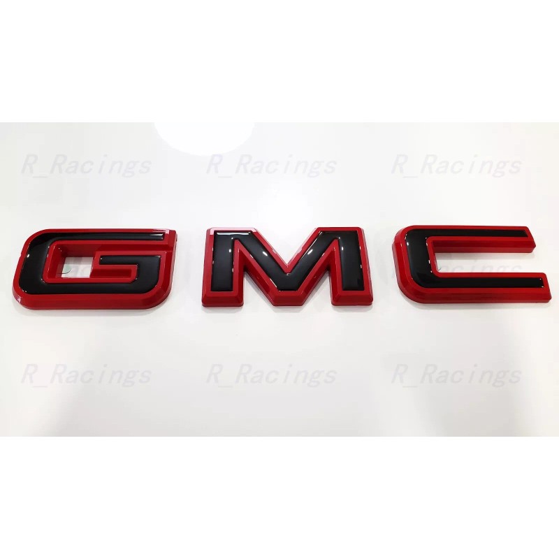 Auto Front & Rear GMC Gloss Red Black OVERLAY Emblem