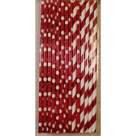 Red and White Paper Straws Pkg of 40 Christmas Party Valentines