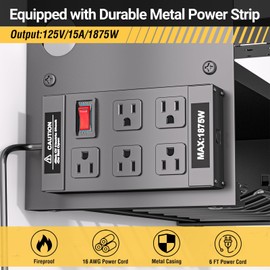 YYR Power Tool Organizer Wall Mount with Charging Station, Cordless Tools Hanger and Battery Storage Rack for Garage Organization, Heavy Duty Drill Holder Shelf Build in Metal Power Strip - Black