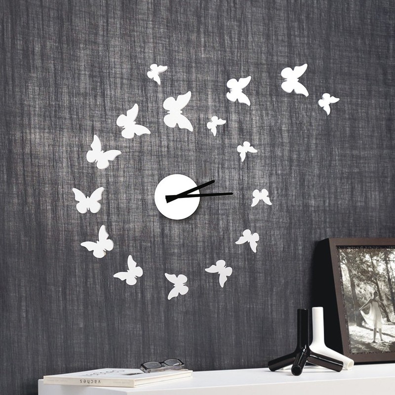 Modern Home Self Adhesive DIY 3D Wall Clock - Mariposa