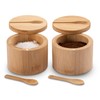 Salt Container Set of 2 - Round Bamboo Salt Cellar