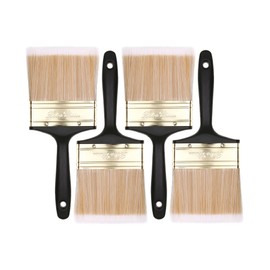 Bates- Deck Stain Brush, 4 Pack, 4 Inch, Soft Tip Wood Stain Brushes for Wood, Brass Plated Steel Ferrule, Ergonomic Handle