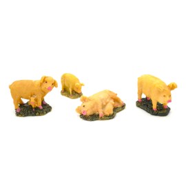 4 x Pigs and Piglets Christmas Figurines 6cm Birth Scene Figures Animals Birth of Jesus 3 Kings Nativity Craft God Accessories for Models