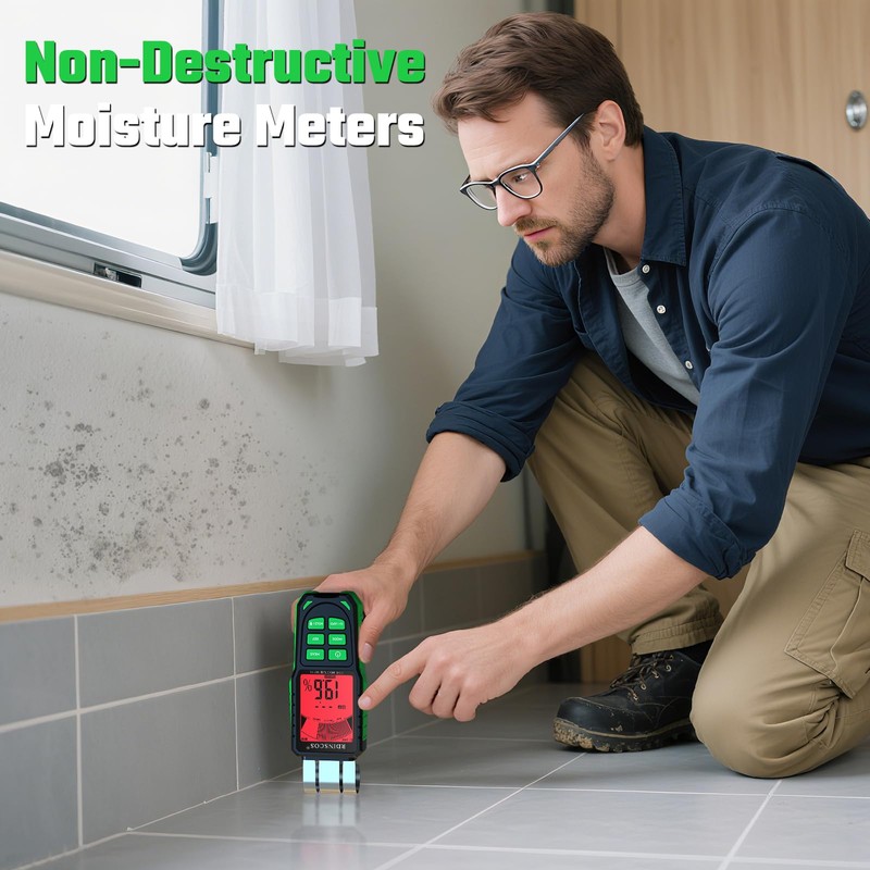 RDINSCOS Pinless Moisture Meter for Wood, Cement, Floors, Drywall, Concrete