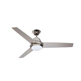 Kathy Ireland Home Geode Ceiling Fan with LED Light Kit, Polished Nickel | Dimmable Integrated Lighting with 4-Speed Wall Control and 3 Light Gray Blades, 52 Inch