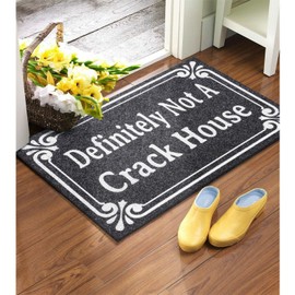 HLFMVWE Outdoor Doormat Entrance Indoor Door Mats, Definitely Not A Crack House Doormats, Durable Non Slip Rubber Absorbent Mats, Funny Mat Low Profile Welcome Mat for Front Door Gray 28" x 18"