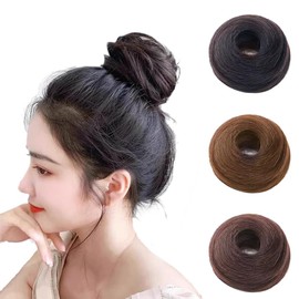 SISIJUFA Bun Wig, Scrunchie, Kimono, Partial Wig, Straight, Volume-Up, Hair Ornament, For Women, Children, Three Colors
