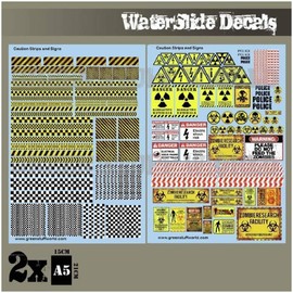 Greenstuff World Water Slide Decal Warning Sign & Stop Sign Set Plastic Model Decal GSWD-2011