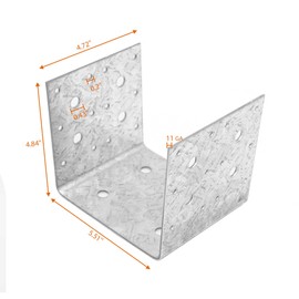 2-Pack U-Shaped 6x6 Post Base Bracket, for Outdoor Deck Base, Pergola Brackets, Fence Kit, Rail Post, Shelves and Gazebos Bases, 12 Gauge Steel