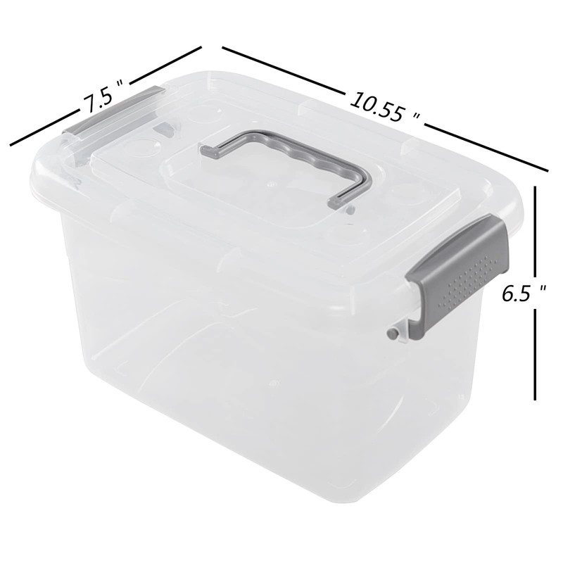 Doryh 5 L Plastic Lidded Storage Bin, 6 Pack Clear