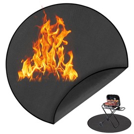 Mineup 48 Inches Fire Pit Mat for Decking, 120CM Outdoor BBQ Mat for BBQ Fire Pit, 3-Layer Thickened Heat Proof Mat for Fire Pit, Round Fireproof Mat for Decking, BBQ, Grill, Backyard, Camping