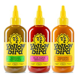 Yellowbird® Classic Hot Sauce Variety Set 9.8 oz Pantry Size | Sriracha + Serrano + Habanero (3 Flavors | Made in Texas)