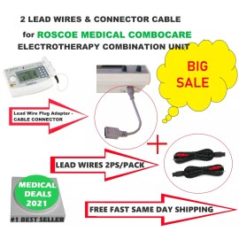 ROSCOE MEDICAL 3PS - 2 ELECTRODE LEAD WIRES & GREY CONNECTOR CABLE for ROSCOE MEDICAL COMBOCARE