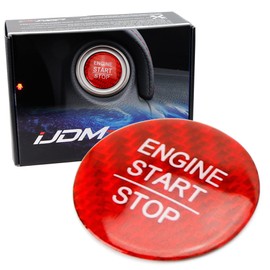 iJDMTOY Gloss Red Real Carbon Fiber Keyless Engine Start/Stop Push Start Button Cover Compatible with Honda Accord Civic CR-V Odyssey
