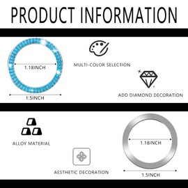 Luminuti Bling Crystal Push Start Engine Button Cover, Car Rhinestone Engine Start Ring Decals, Start Stop Button Cover/Sticker, Sparkling Car Interior Accessories for Women (Blue)