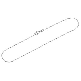 NKlaus Necklace Ball Chain Diamond-Coated 925 Sterling Silver (38 cm - 80 cm) Width: 1.0 mm, Sterling Silver, No gemstone