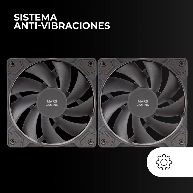 Mars Gaming MF-PROX2 Black, Kit 2 120 mm Fan, Anti-Vibration