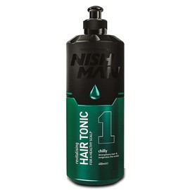 Nish Man Grooming Chilly Hair Tonic - Nishman Tonic Revitalizing Refreshing for a Healthy Scalp - Accelerates Blood Circulation - Prevents Dandruff - Slow Down Male Hair Loss – 400ml