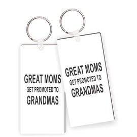 Island Gifting - Great Moms Get Promoted to Grandmas Keychains, Mother's Day Gift, Masonite Keychains and keyrings with nickel split ring(x4)
