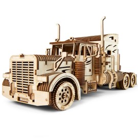 UGEARS Heavy Truck 3D Wooden Puzzles for Adults - Wooden Model Kits for Adults Semi Truck Hobby Kits for Adult Model Kit Tractors Brain Teaser, Hobby Set Home Decoration