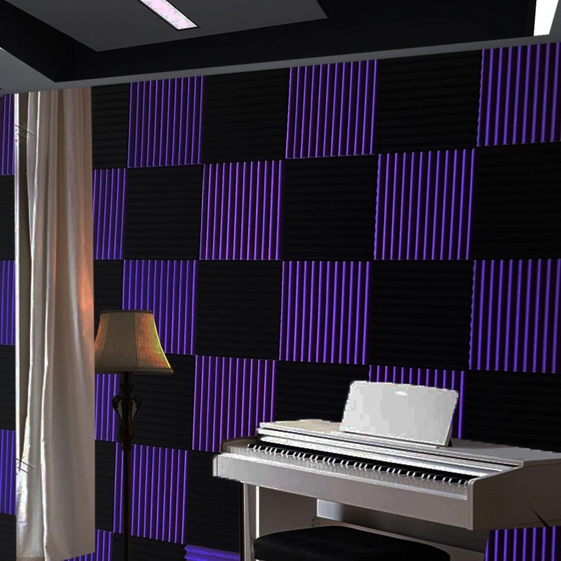 HPKL9999 52 Pack 12 "X 12 "X1 Black/Purple Acoustic Panels
