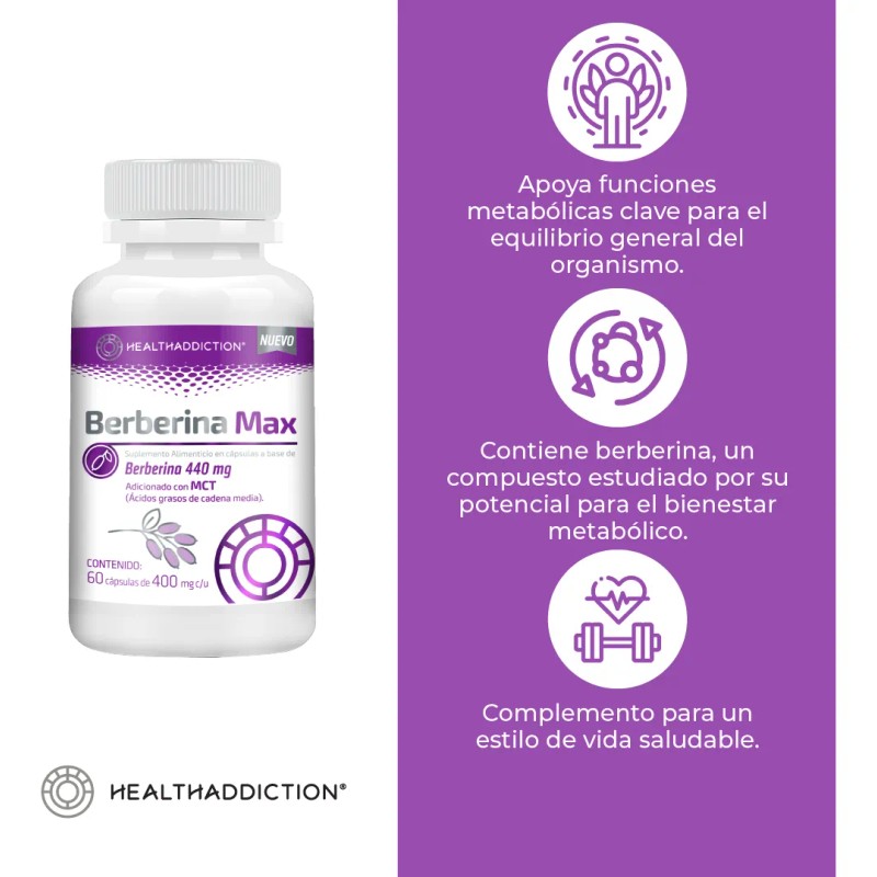 Berberina Max Adicionada Con Mct 60 Capsulas Healthaddiction