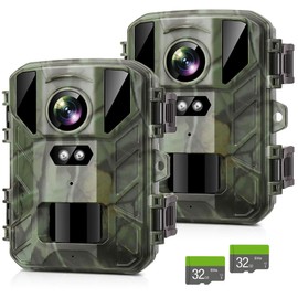 Findn Mini Wildlife Camera 24MP 1080P HD Trail Camera with 850nm Night Vision 0.2s Motion Activated Waterproof, Gardens Camera with 32GB SD Card for Outdoor Hunting Bird Watching Nature Scouting