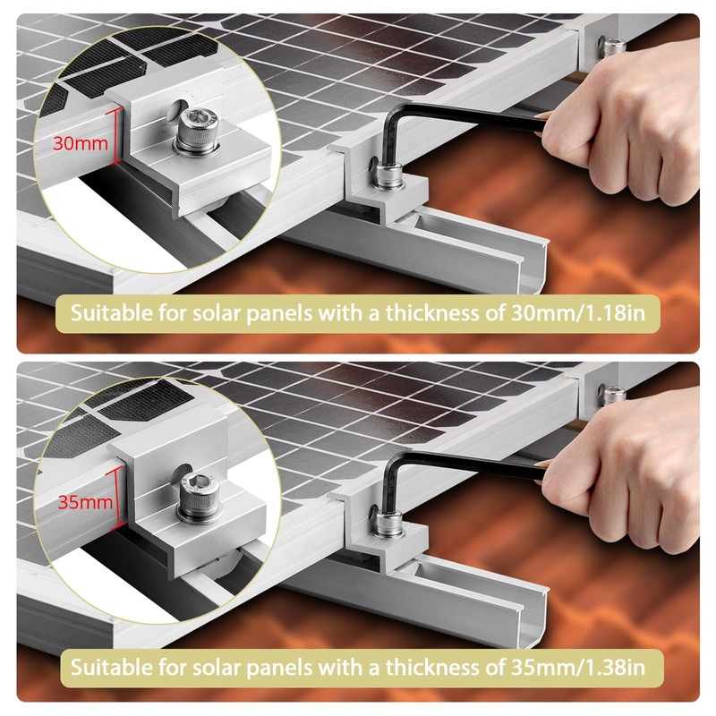 Anbte Solar Panel Bracket Kit, 6 Pcs 7.87 in Aluminium