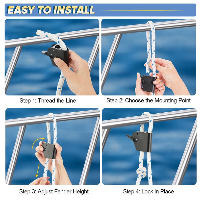 FUENEN Stainless Steel Boat Fender Clips, Quick Release Boat Fender