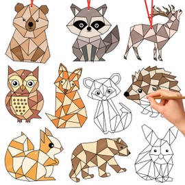 BeYumi Coloring Woodland Animal Kit - 83Pcs Color Your Own Fall Woodland Animals Craft Kit for Kids DIY Coloring Autumn Animals Ornament Cards School Classroom Harvest Party Activity Decor Art Project