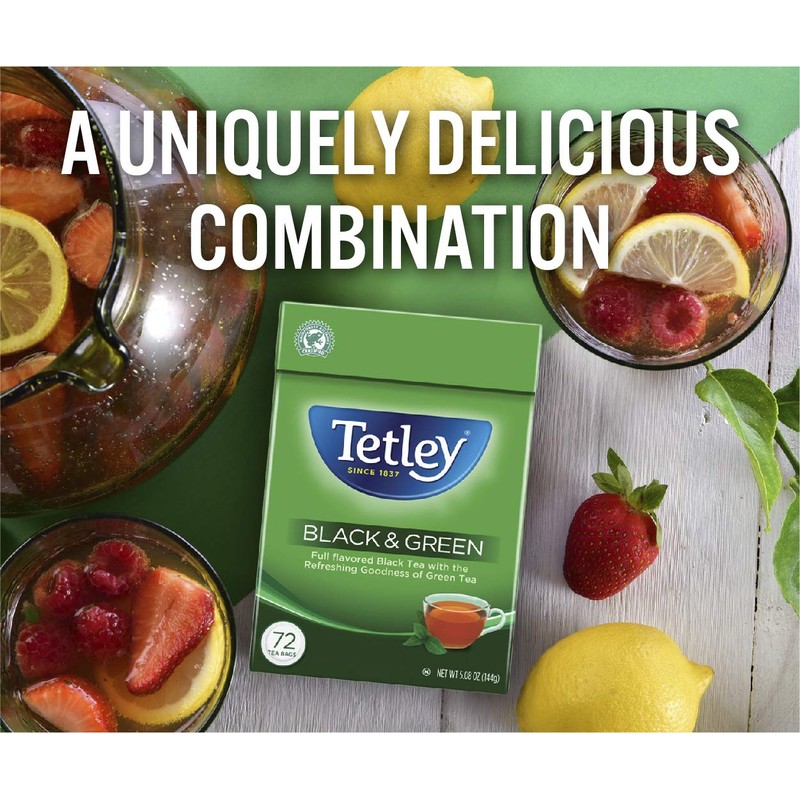 Tetley Teabags, Black and Green, 72 Teabags (Packaging may vary)