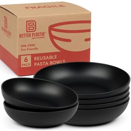 Better Plastik - Juego de platos reutilizables para sopa y ensalada, 6 unidades, 32 onzas, apto para microondas, lavaplatos y refrigerador, sin BPA, plástico ecológico, irrompible, apilable, sopas