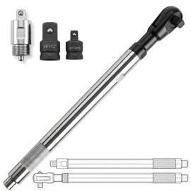 GIRAVO 1/2" Offset Extension Wrench Impact Set, Switchable 3-in-1 Drive Impact Ratchet Wrench, Offset Wrench with Versatile 3/8" Square Drive Adapters for Tight Spaces,Silver