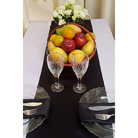 Rihana - Camino de Mesa de satén para decoración de Banquetes de Boda de 30,48 x 108 Pulgadas, Negro, 1