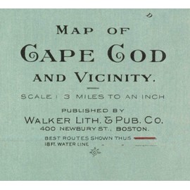 Cape Cod and The Islands 1917 - Walker - Local Road names - Massachusetts - Old Map Reprint - 24x26