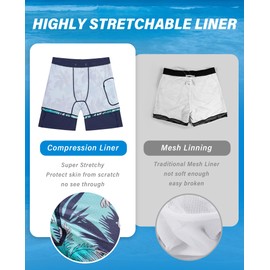 Gleeease Mens 7 Inch Swim Trunks with Compression Liner Quick Dry Swim Shorts Swimming Shorts with Pockets Stretch Bathing Suits