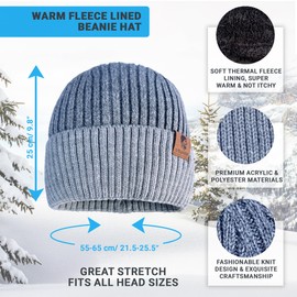 Winter Warm Knit Beanie Hat Touchscreen Gloves Long Scarf Set with Fleece Lined Skull Caps Neck Scarves for Men Women