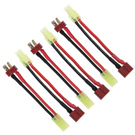 FLY RC 3 Pairs Mini Tamiya Style Connector to T Plug Male Female 16AWG Silicone Cable Wire Adapter for RC ESC Controller Car Truck FPV Lipo Battery Charging (Square Terminal is on Black Wire)