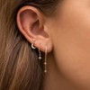 Gold Huggie Hoop Earrings Set with Crystal Moon and Star