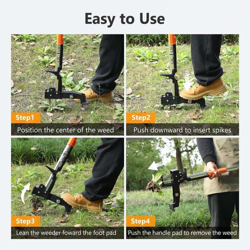 SHANTRA Weed Puller Tool, 4-Claw Stand Up Weed Puller Tool
