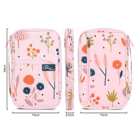 Dizdvizd Travel Passport Wallet, RFID Blocking Family Passport Holder Document Organizer - Floral