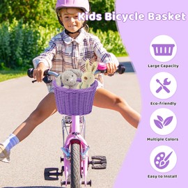 MEGHNA Woven Bike Basket Semicircle Mini Basket for Kids Bike Small for Bike Handlebar for Girl Boy Children, for Cycling, Garden House Decoration, Multiple Colors (Purple)