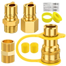 1/2" Gas Quick Connect Kit, 1/2" Natural Gas Quick Connect Fittings Kit – 4 Pcs Solid Brass Natural Gas & Propane Quick Disconnect Fittings, 1/2 inch Hose Quick Connect Adapter.