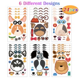 24 Sheets Dog Make a Face Sticker Sheets for Kids Todders Activities, Make Your Own Stickers for Kids Birthday Party Favor Supplies Craft