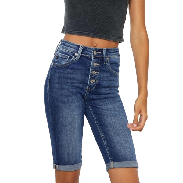 Kancan Women's Cat's Whiskers Button Fly Denim Shorts (US, Waist,