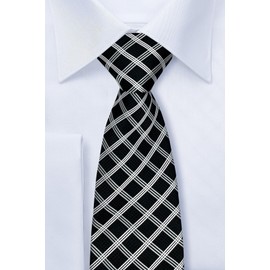 (リトリーズ) RETREEZ エレガント ビンテージ タータンチェック 織布 マイクロファイバー メンズ ネクタイ - ブラック