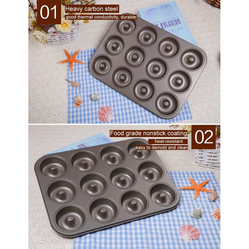 Old Tjikko Doughnuts Baking Mould, 12 Cavities Doughnut Mould, Baking